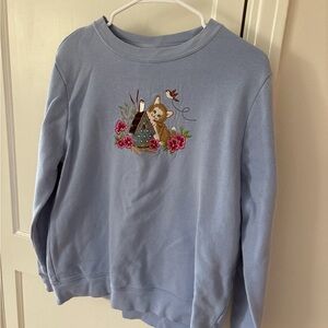 Basic Editions Light Blue Cat Sweatshirt
